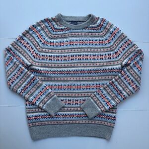J. Crew Fair Isle Nordic Lambs Wool Blend Crewneck Sweater Men’s Large Preppy